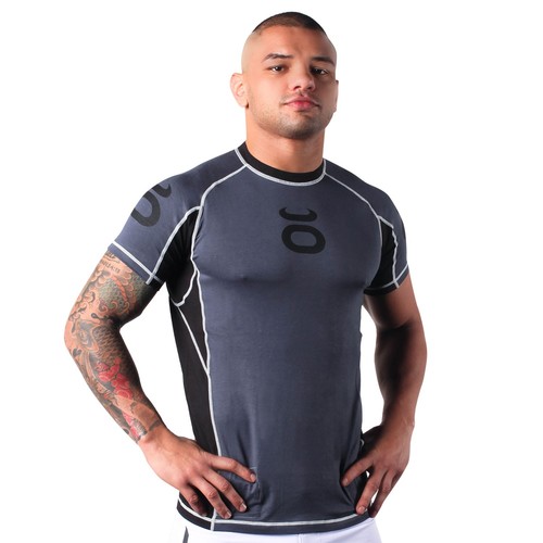Jaco Mens Proguard Short Sleeve Rashguard mma bjj fitness Gray//Black