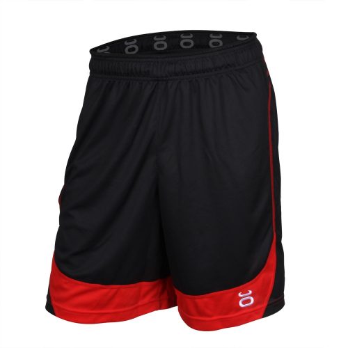 Twisted Mock Mesh Shorts (Black_Red)_2